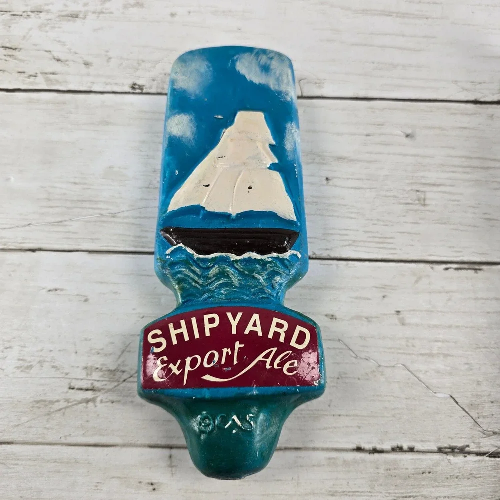 Vintage Shipyard Export Ale Beer Tap Handle Nautical Sailing Ship Blue Pub Decor